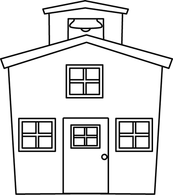 Black And White Schoolhouse - Black And White School Png (355x400)