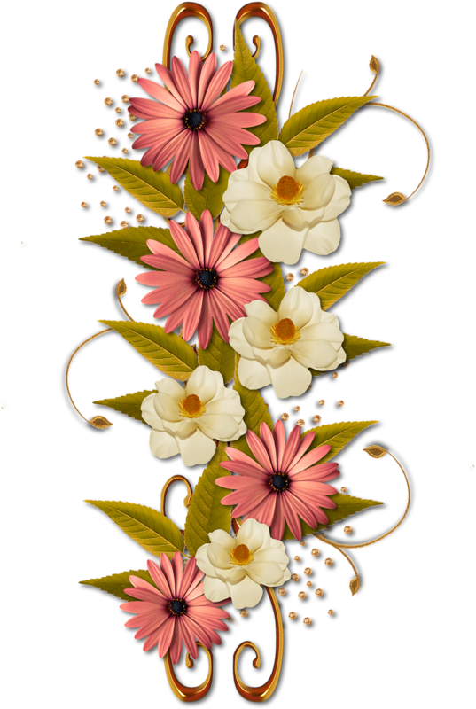 Orange Kit-cluster 2 And Qp - Клипарт Старинные Цветы (537x800)