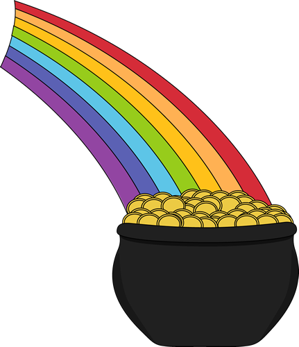 Pot Of Gold And Rainbow Clip Art - Pot Of Gold And Rainbow Clip Art (431x500)