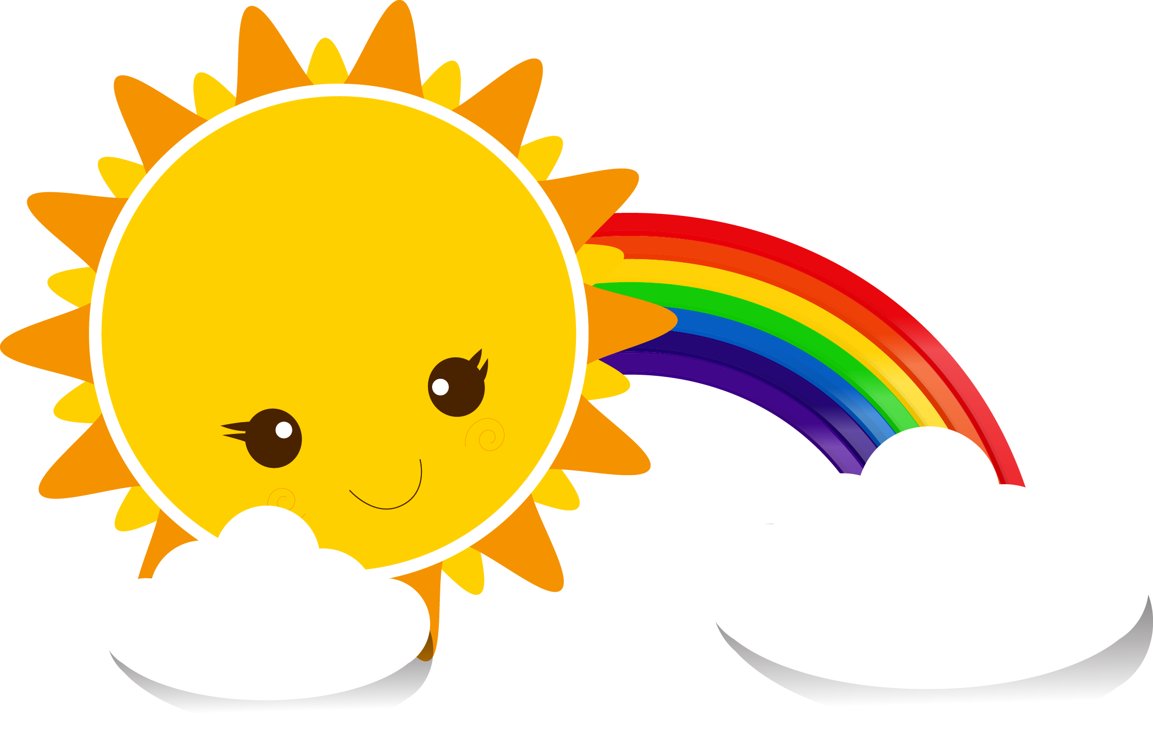 Sky Cartoon Yellow - Rainbow With Cloud Png (2244x1418)