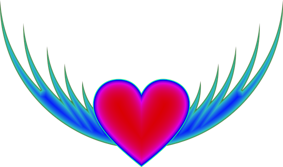 Colorful, Prismatic, Chromatic, Rainbow - Flying Heart Clipart (575x340)