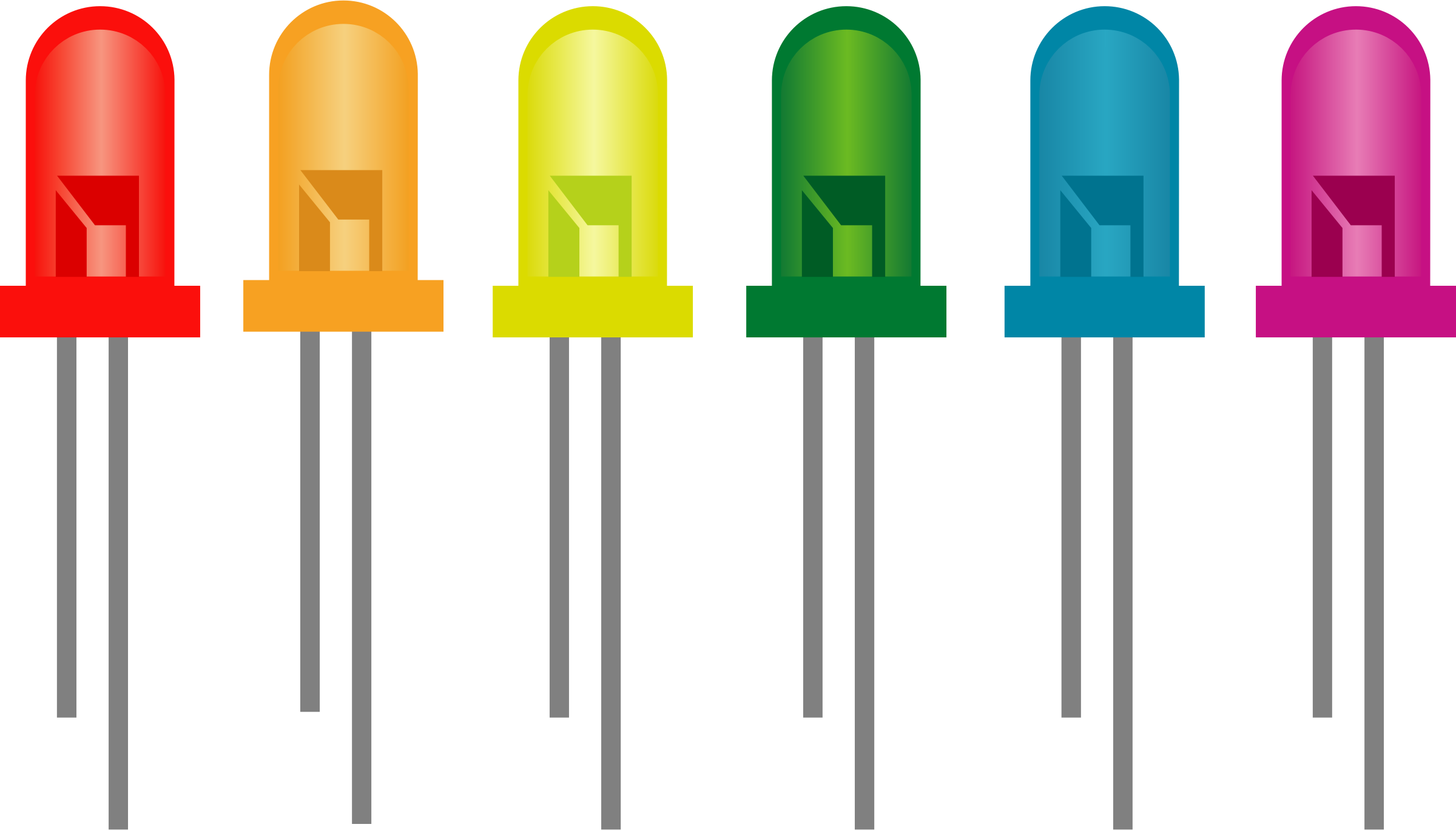 Free Vector Rainbow Of Light Emitting Diodes Clip Art - Led Diode.