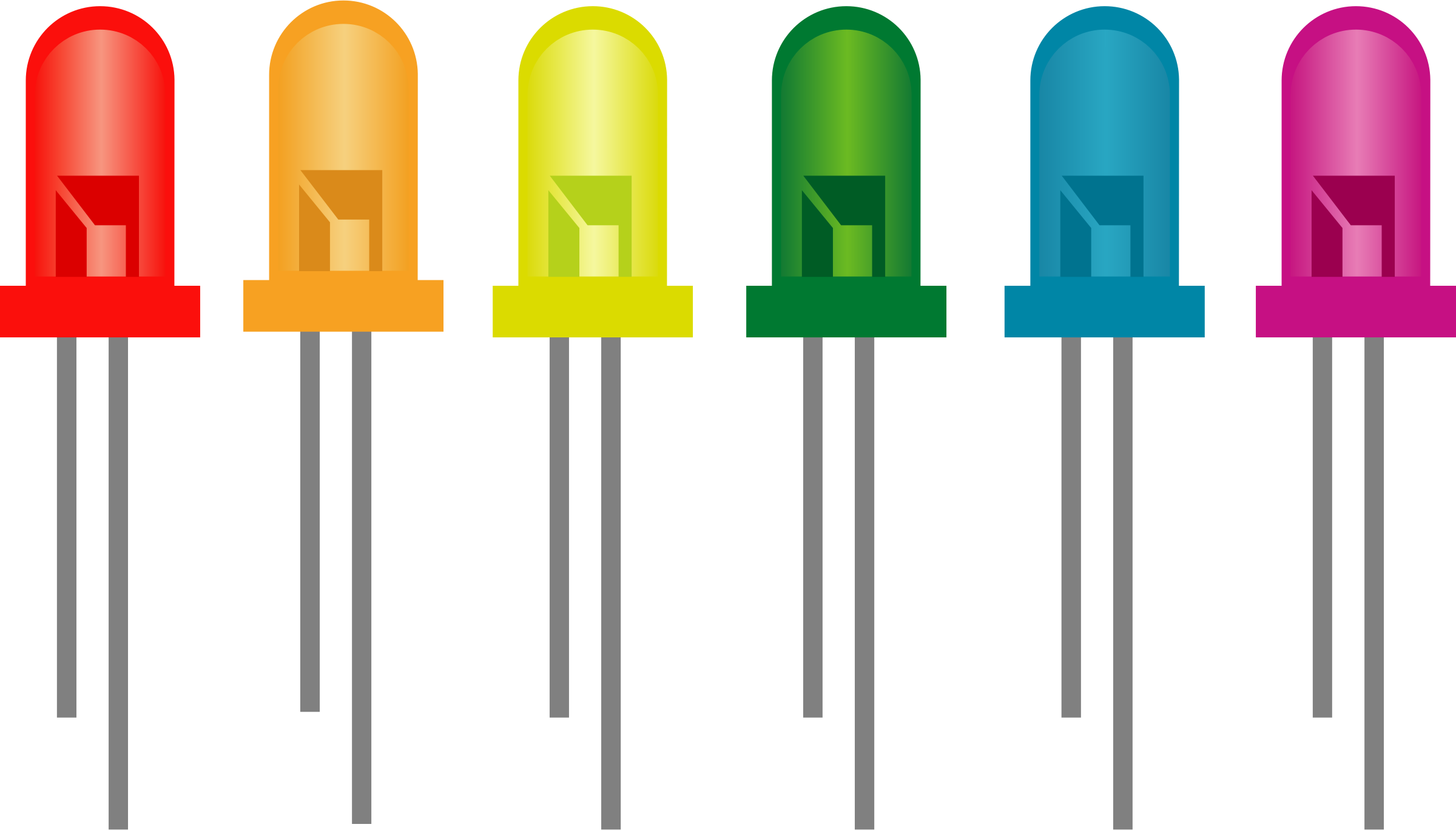 Free Vector Rainbow Of Light Emitting Diodes Clip Art - Led Diode (2400x1368)