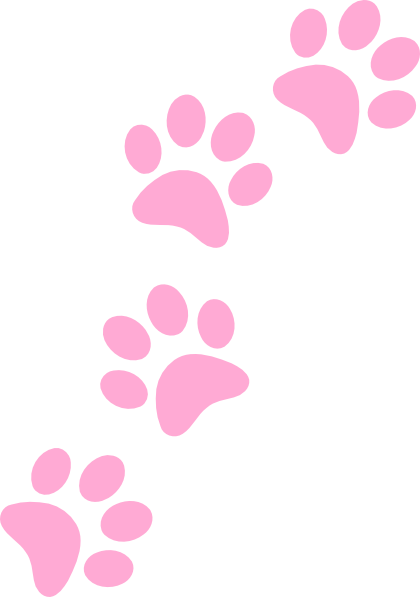 Rainbow Paws Clip Art At Clker - Pink Paws Transparent (420x597)