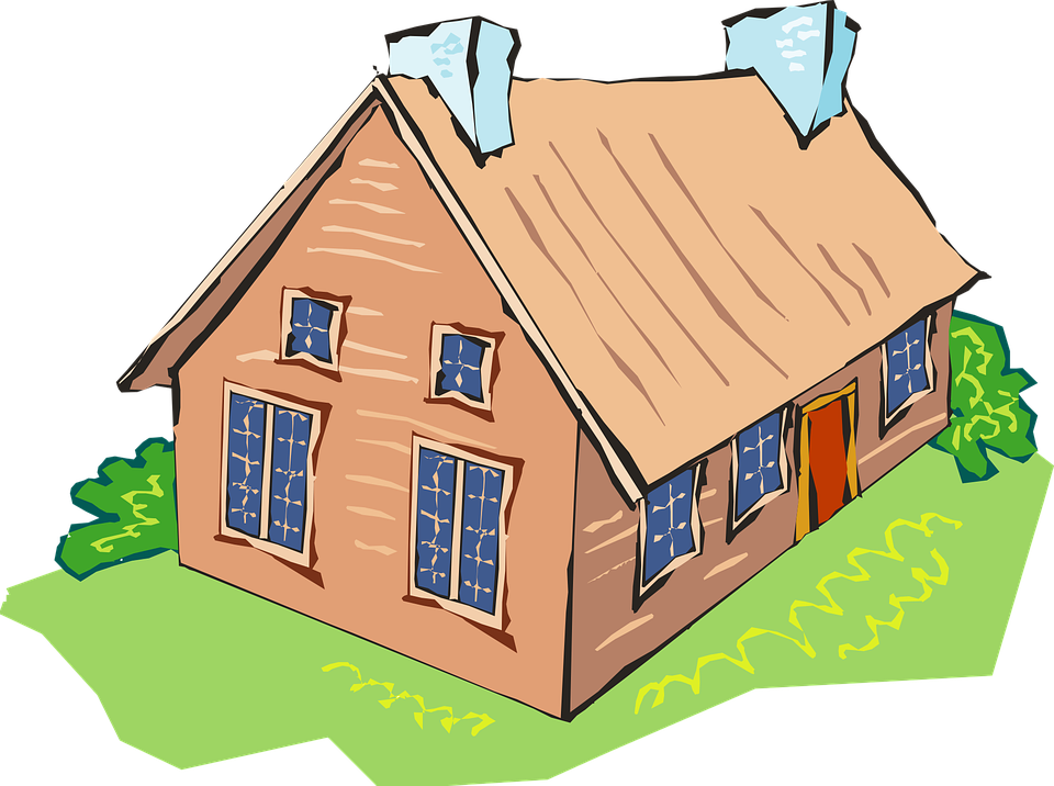 House With 2 Chimneys Clipart (960x716)