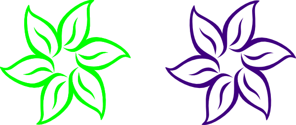 Lime Green And Purple Flower Clip Art - Easy To Draw Flowers (600x253)