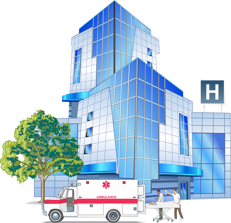 Free Modern Hospital Building Clip Art - Grey Trees Diggers Gold (800x772)