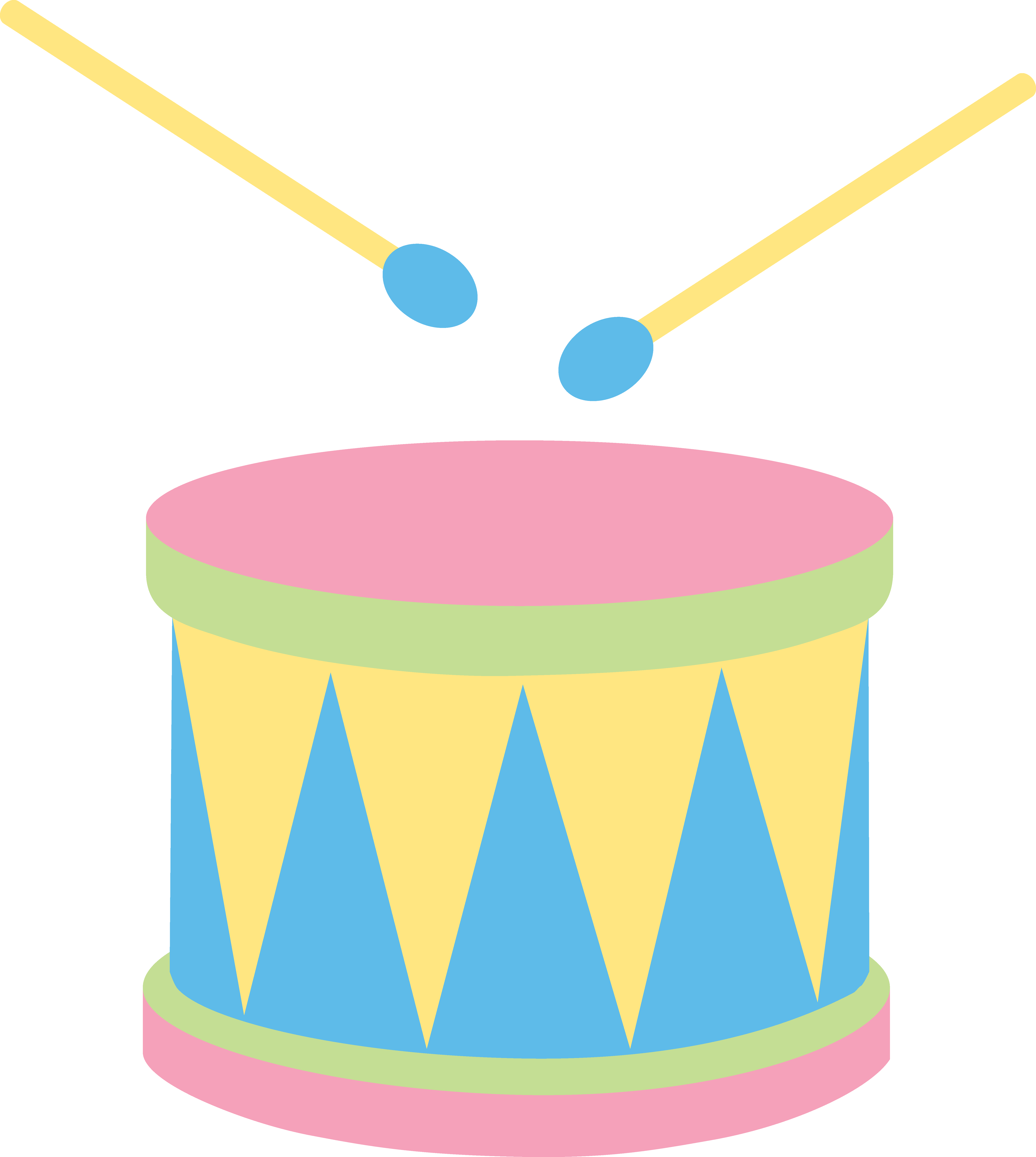 Pastel Colored Drum - Cute Drum Clipart (5853x6534)