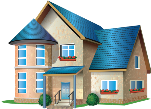 Family Clipartcraft - 別墅 卡通 (500x396)