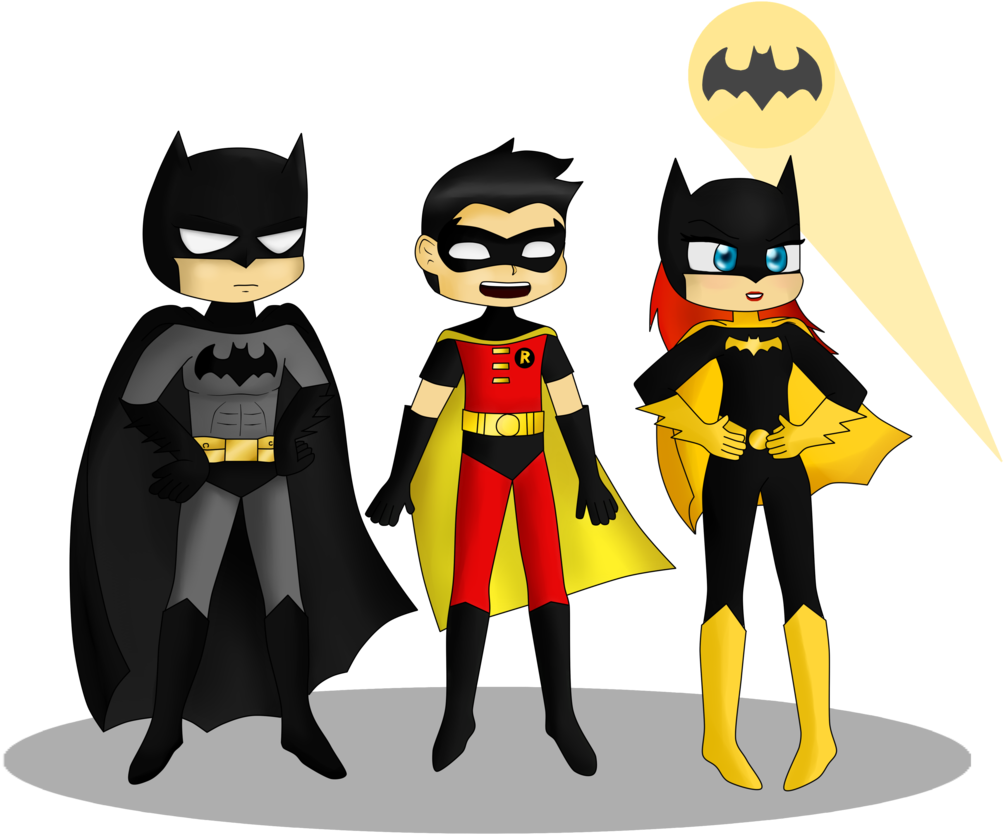 Batgirl Nightwing Batman Robin Batwoman - Chibi Batman And Robin And Batgirl (1024x878)