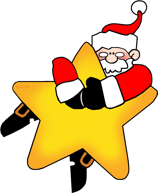 Santa On A Star - Christmas Star Clip Art (547x648)