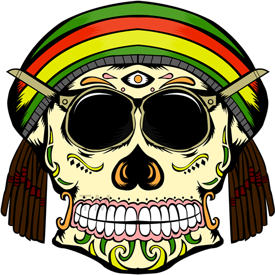 Skull Calavera Rastafari Reggae Clip Art - Rastafari (600x600)