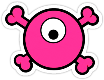 Funny Pink Cyclops Skull And Bones Stickers By Queensoft - Skull And Crossbones (375x360)