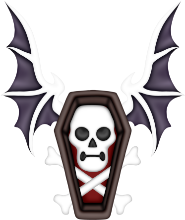 Horror Art, Sugar Skulls, Clip Art, Scrap, Wings, Halloween, - Coffin (380x450)