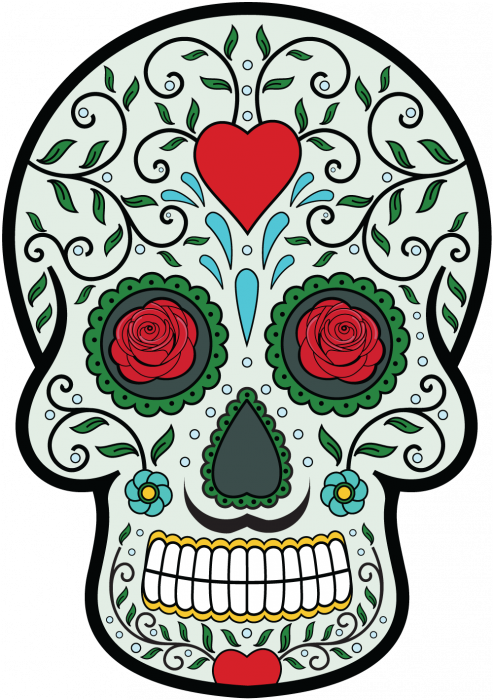 Tete De Mort Mexicaine - Tete De Mort Mexicaine Dessin Couleur (493x700)