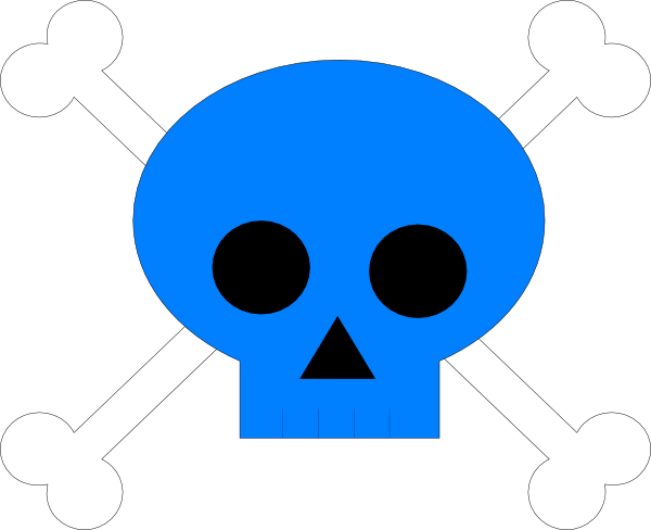 Blue Pirate Skull Clip Art At Clker - Blue Skull Clipart (600x488)