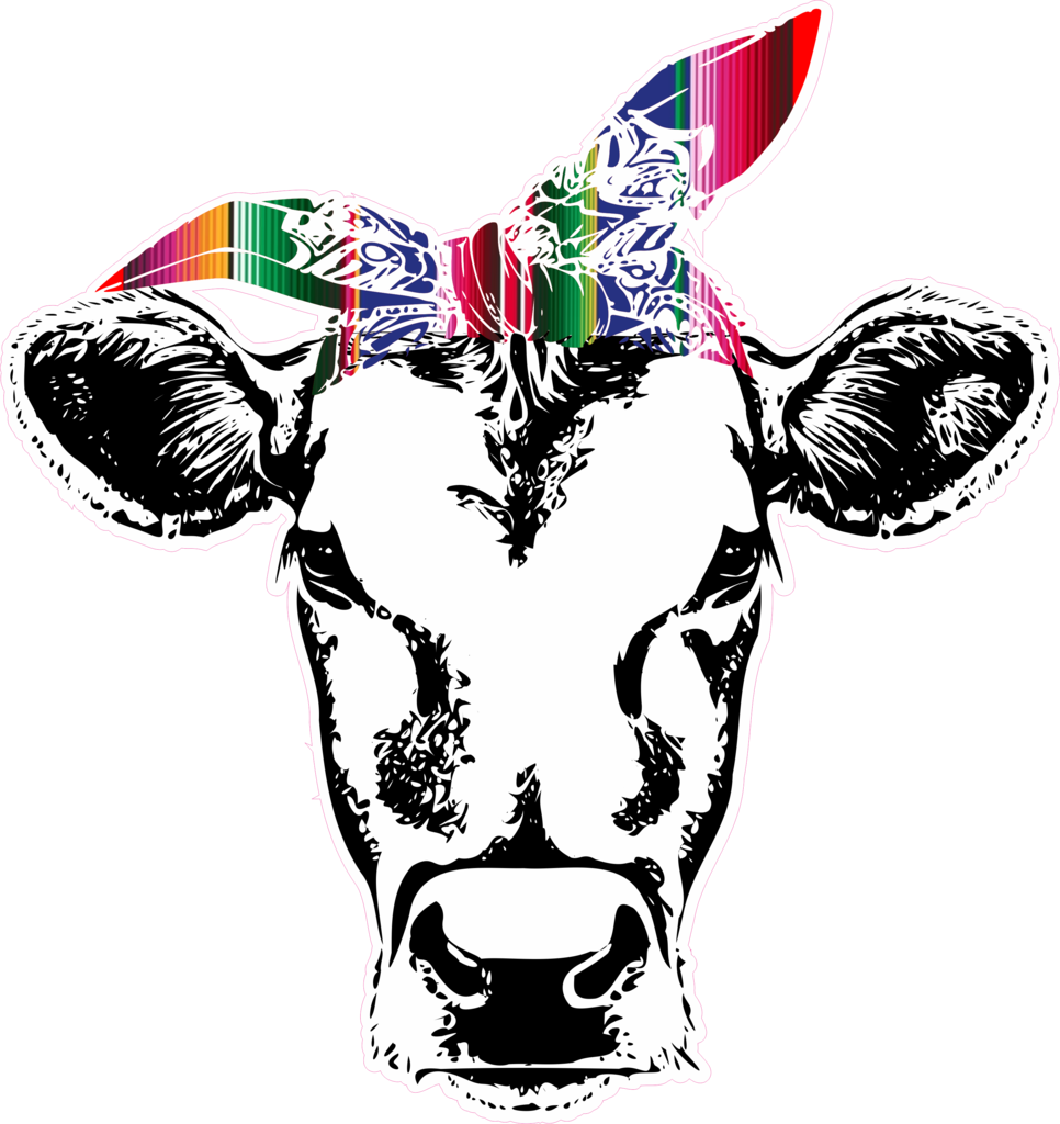Cow With Bandana- Serape - Cow With Bandana Clipart (966x1024)