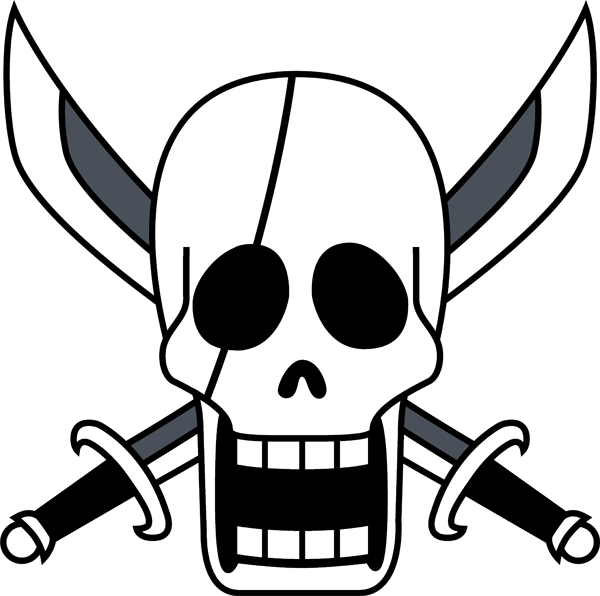 Gold Pirates Skull - One Piece Shanks Flag (600x596)