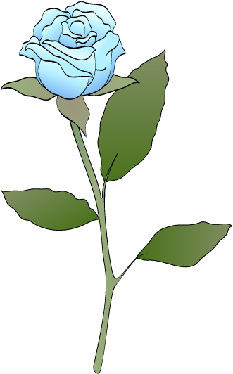 Blue Rose Clipart Stem - Pink Rose Clip Art (344x558)
