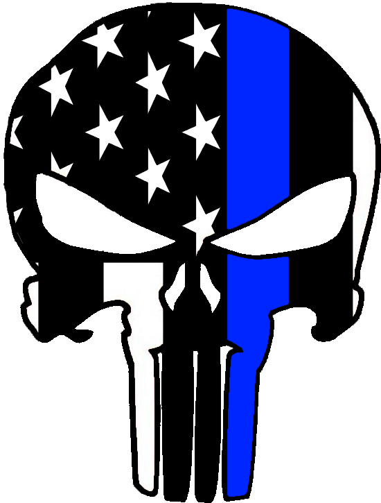 Thin Blue Line Punisher Sticker - Transparent Punisher Thin Blue Line (583x752)