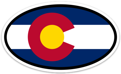 Colorado Flag Vinyl Decal Euro Oval Sticker - Colorado State Flag (488x298)
