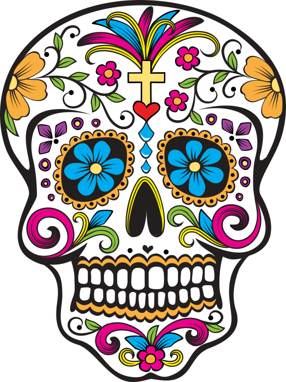 Estampa Para Camiseta Caveira Mexicana - Day Of The Dead Sugar Skulls (586x783)