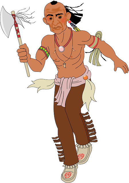 Axe, Indian, Running, Warpath, Man, Fighter - Wild West Indian Mohawk (450x640)