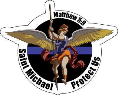 Saint Michael Protect Us Sticker - Badge (390x316)