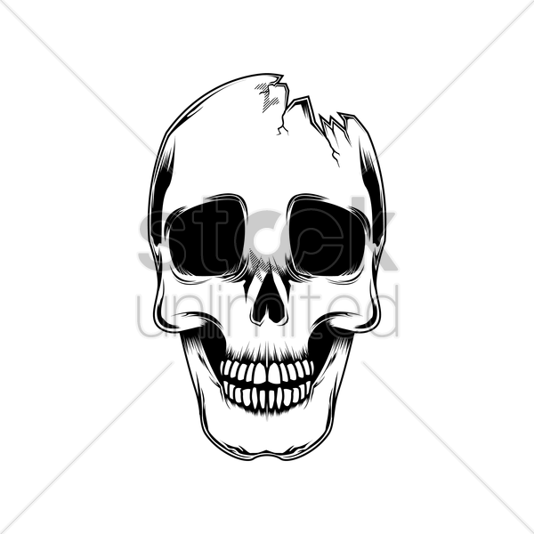 Broken Skull Vector Image - Skull With Cap Png (600x600)