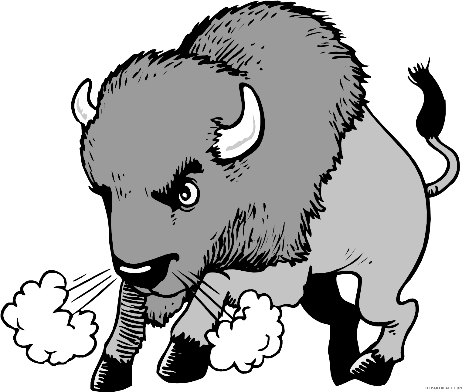 Buffalo Animal Free Black White Clipart Images Clipartblack - Bull Snorting Gif (1532x1307)