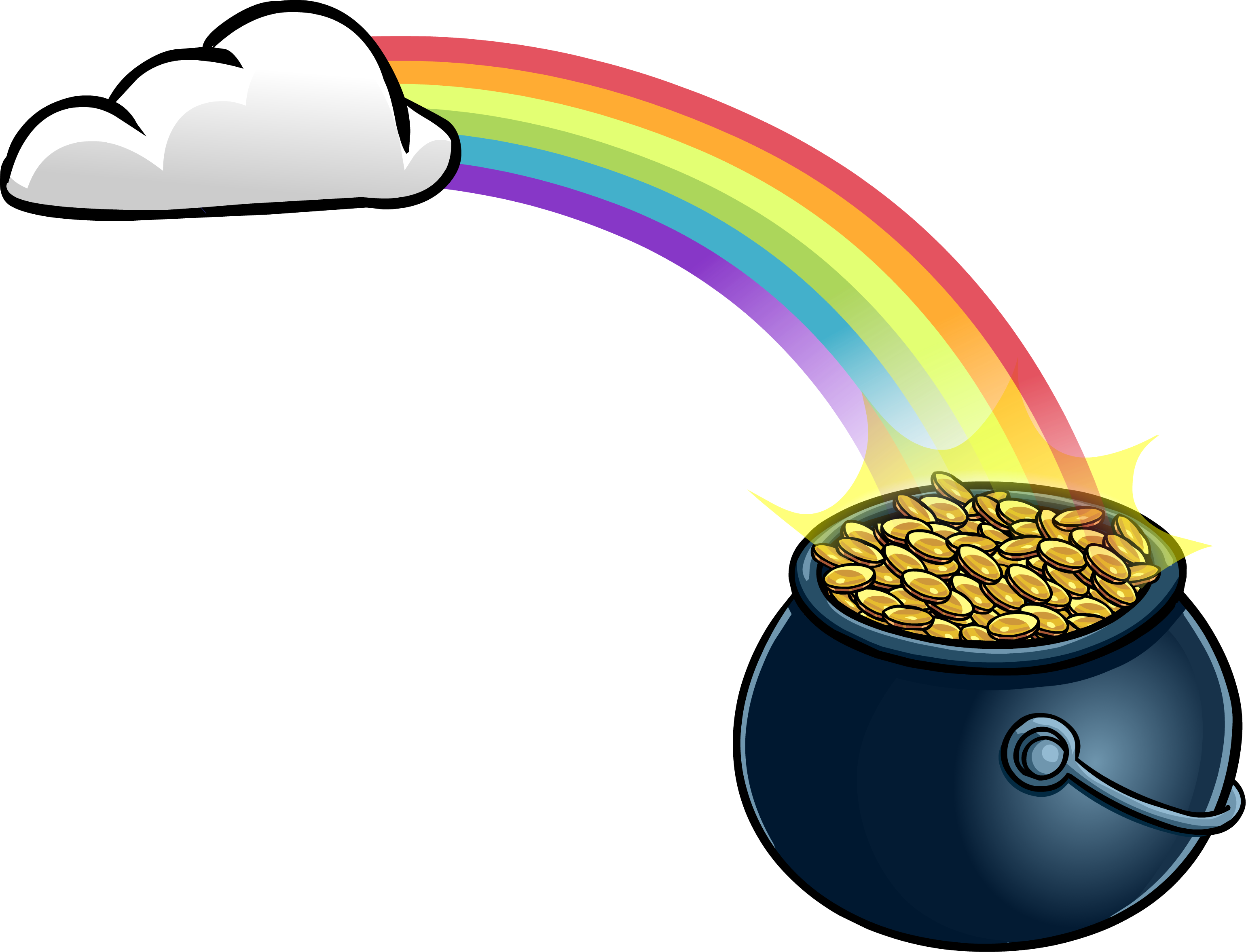 Rainbow Clipart Gold - Rainbow In A Pot Of Gold (3081x2355)