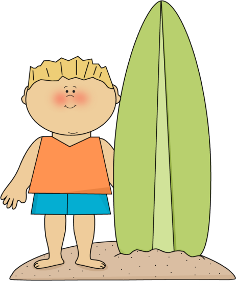 Summer Clipart Surfboard - Boy With Surfboard Clipart (462x550)