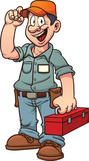 Toilet Clipart Maintenance Man - Cartoon Handyman (300x540)