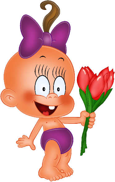 Cute Baby With Flowers Cartoon Clip Art Images Are - Clip Art (600x600)