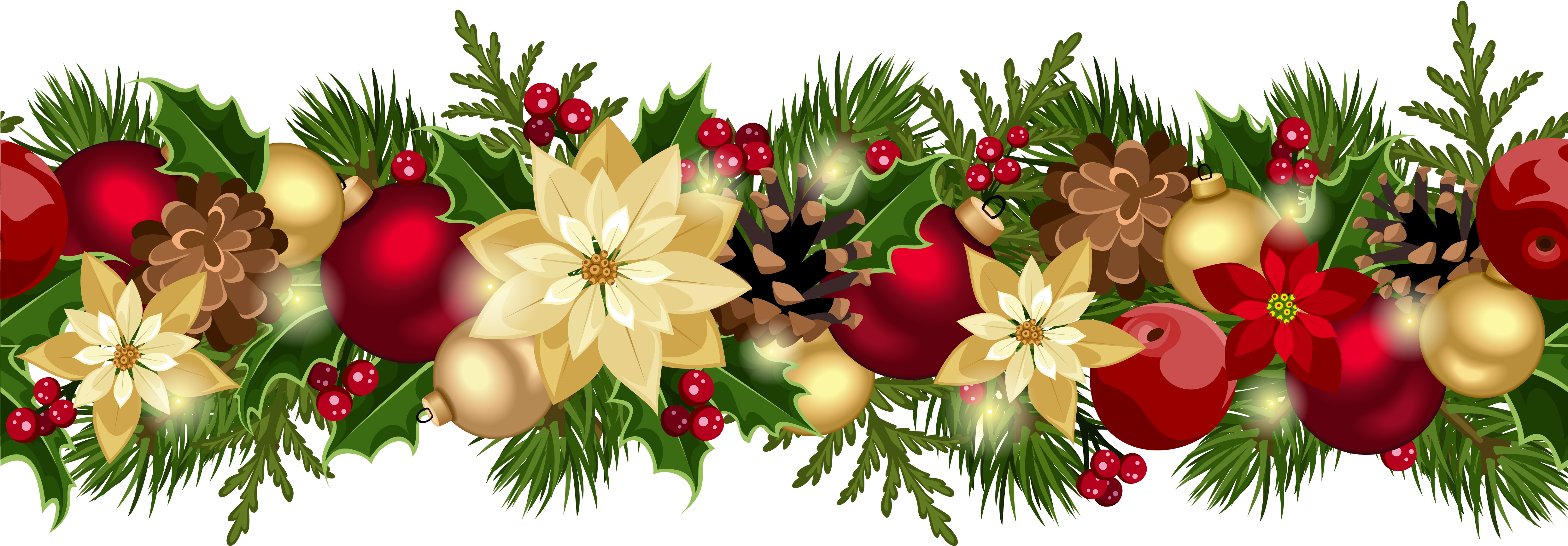 Poinsettia Clipart Christmas Garland - Christmas Garland (5000x1829)
