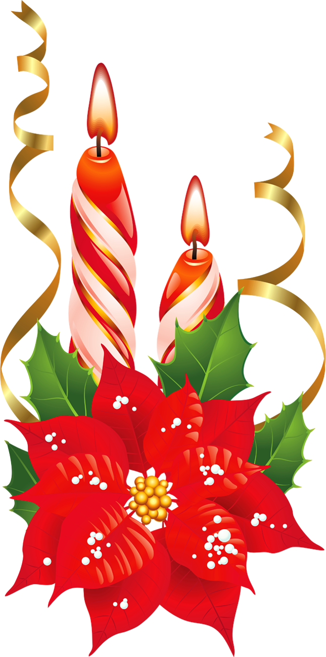 Christmas Candle Clipart Christmas Candles Clipart - Christmas Poinsettia Clipart (645x1298)