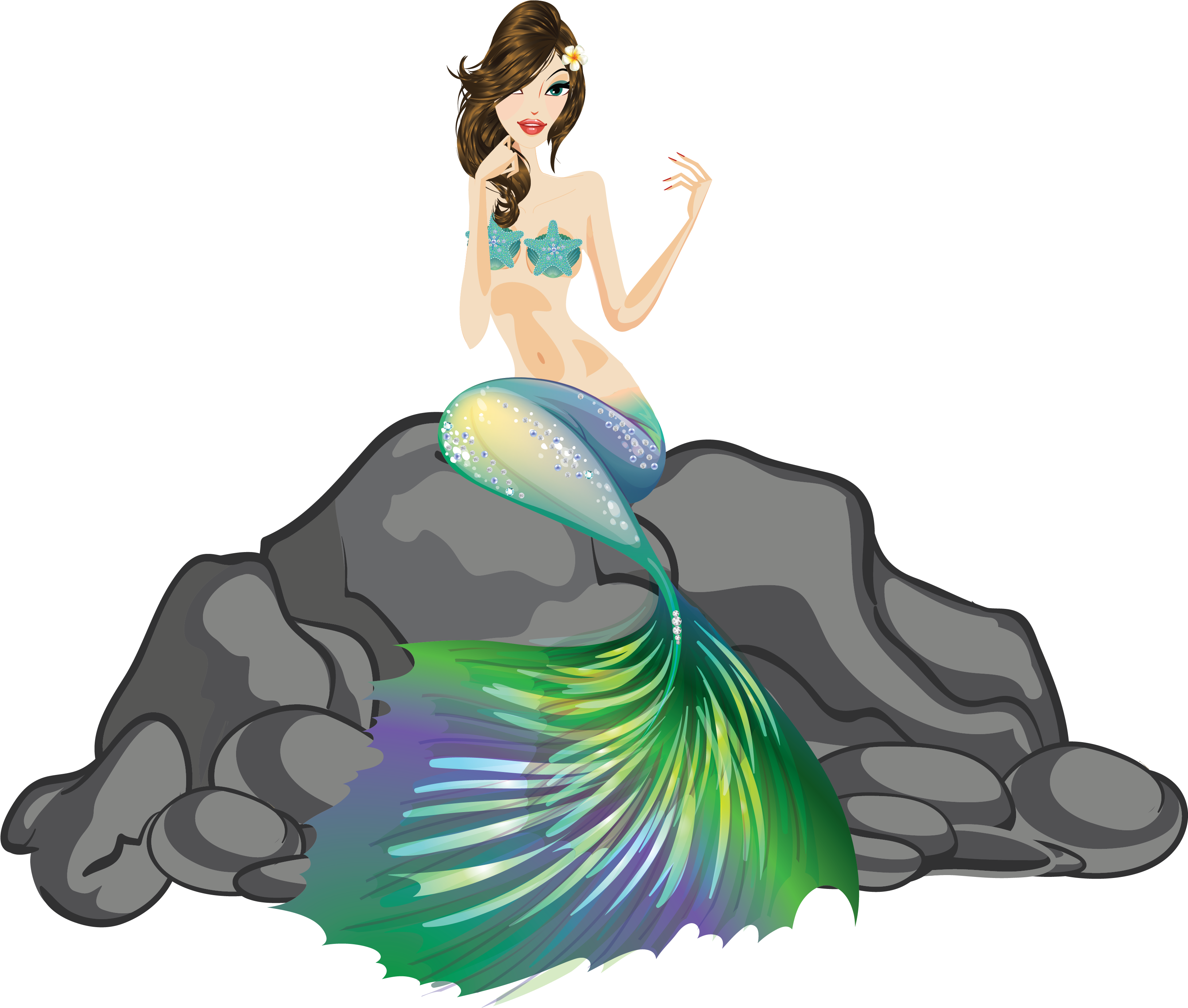 Mermaid Clip Art And Digital Paper, Fantasy Mermaid - Greeting Card (3751x2923)