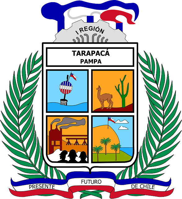 Water, Blue, Tree, Sky, Wild, Coat, Plant, Arms, - Flag: Tarapaca Region, Chile (587x640)