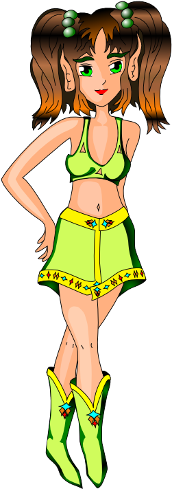 Drakoon Elf Green Clipart - Cartoon (555x785)
