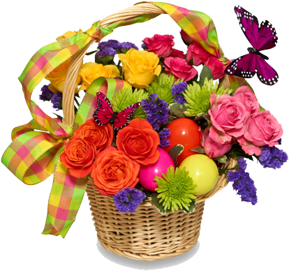 Easter Flower Png File - Basket Of Flowers (425x515)