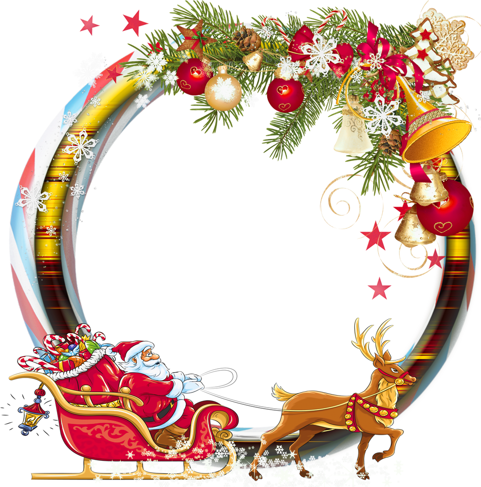 Round Transparent Png Christmas Photo Frame With Santa - Png Christmas Square Frame (1000x1000)