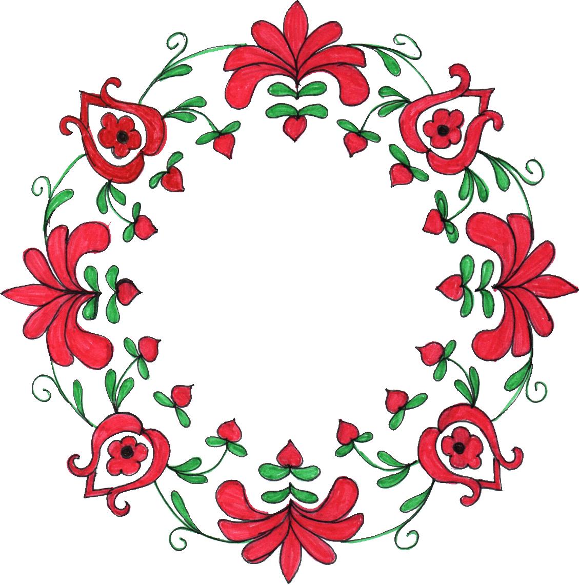 Free Download - Flower Design In Circle For Drawing (1129x1141)