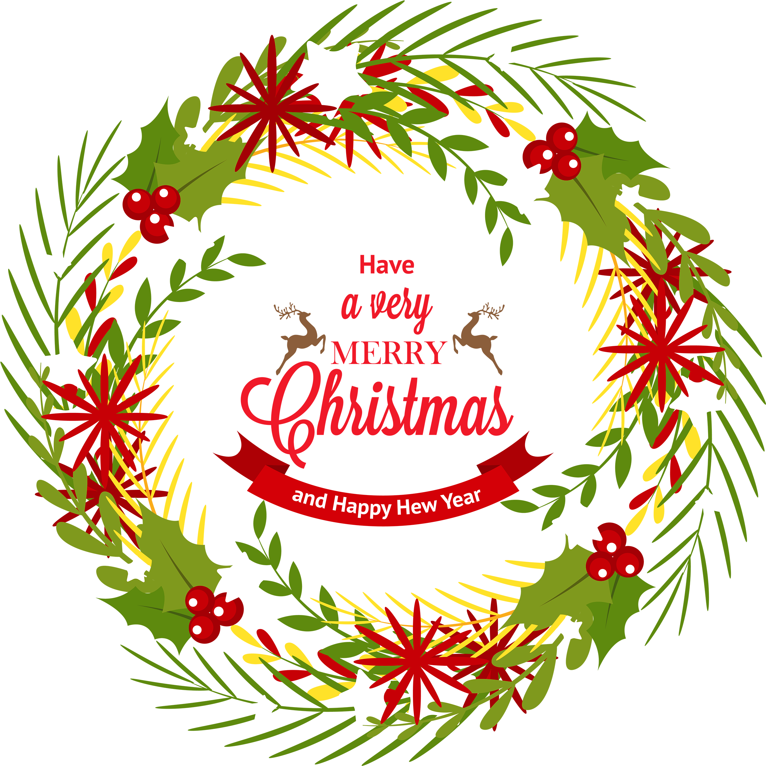 Christmas Wreath With Mistletoe Png Clipart - Christmas Wreath Clipart Png (2500x2500)