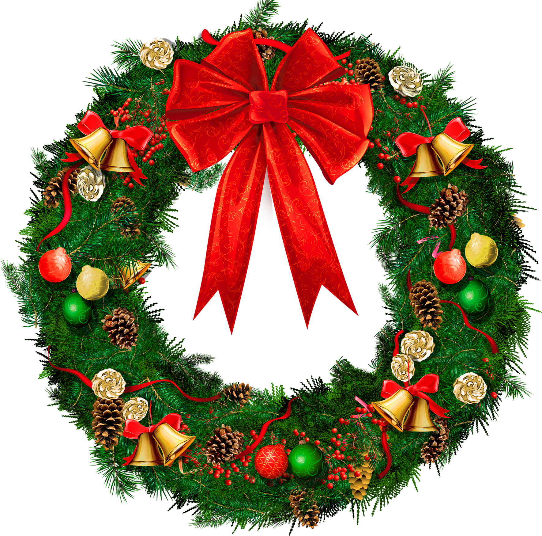 Christmas Wreath Border Clipart - Christmas Wreath No Background (1770x1749)