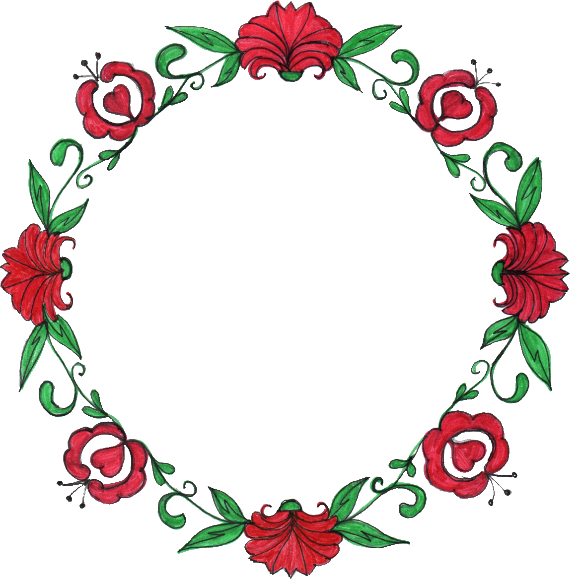 8 Circle Flower Drawing Frame - Flower Circle Border Transparent (1168x1167)