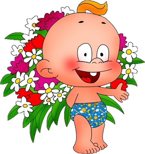 Cute Baby With Flowers Cartoon Clip Art Images Are - Карапузики Прозрачный Фон (600x600)