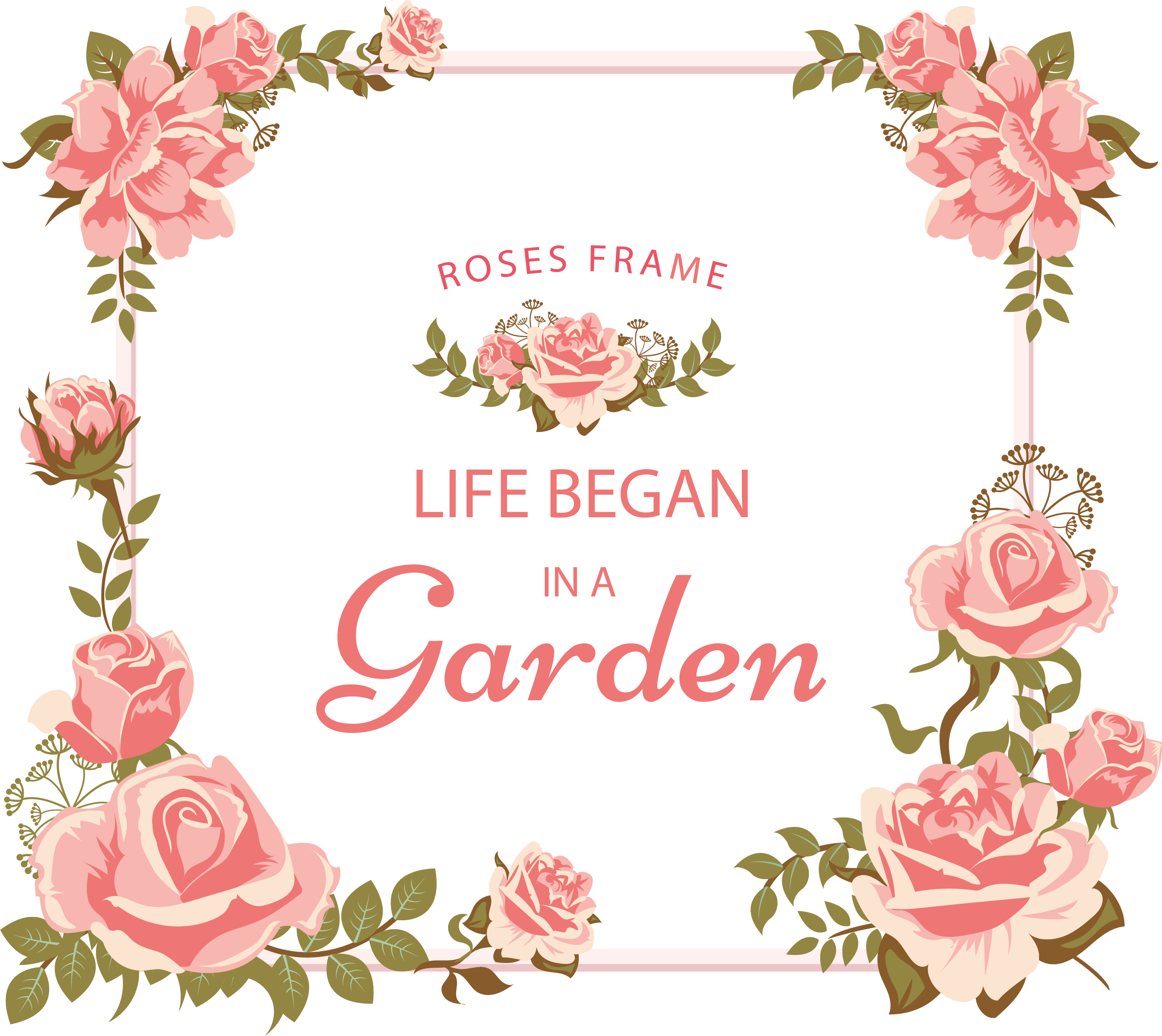 Com / Floral Frame - Happy Birthday Banner With Flowers (2741x2444)