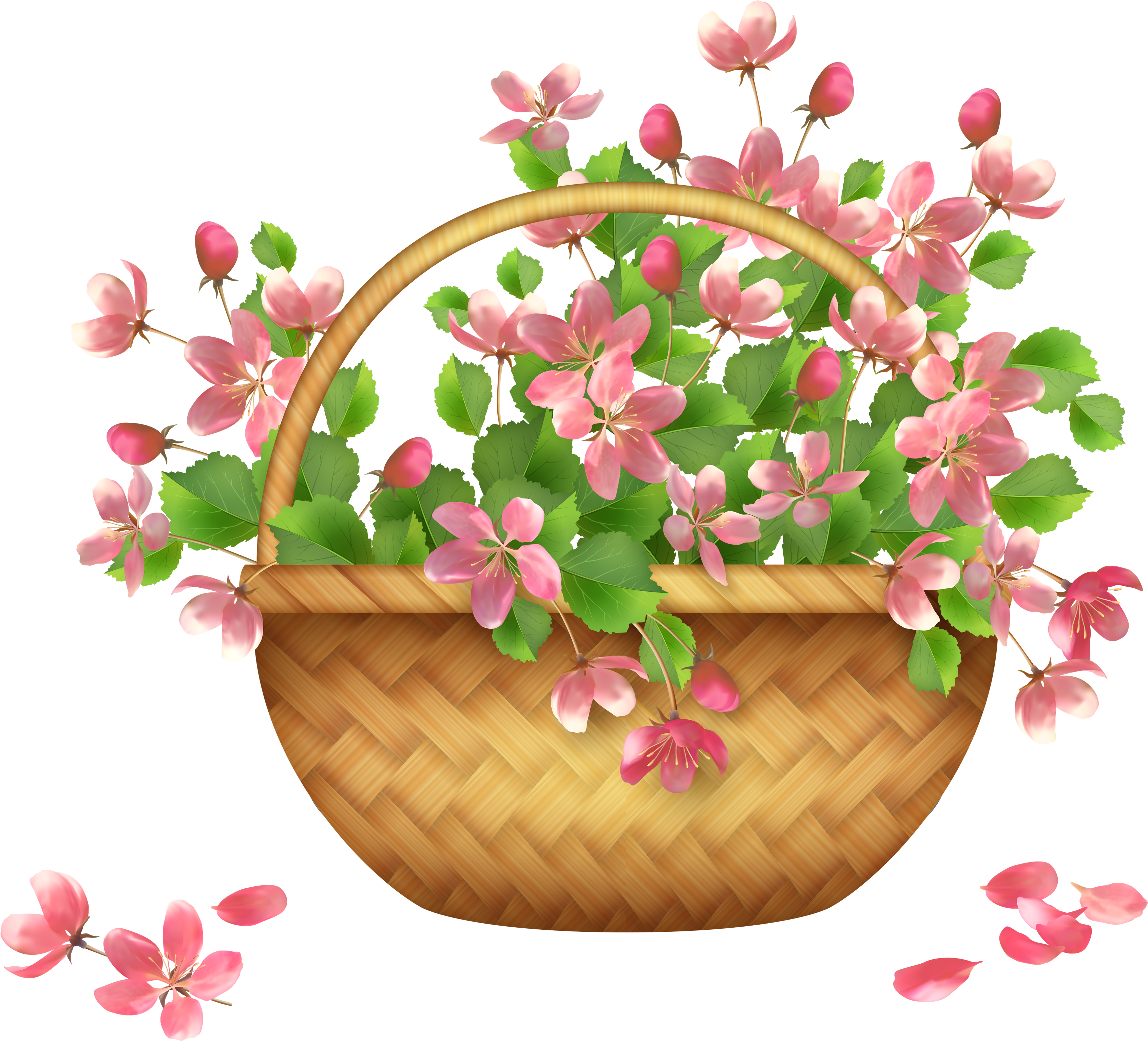 Basket Of Flowers Clipart - Flower Basket Clip Art (3500x3143)