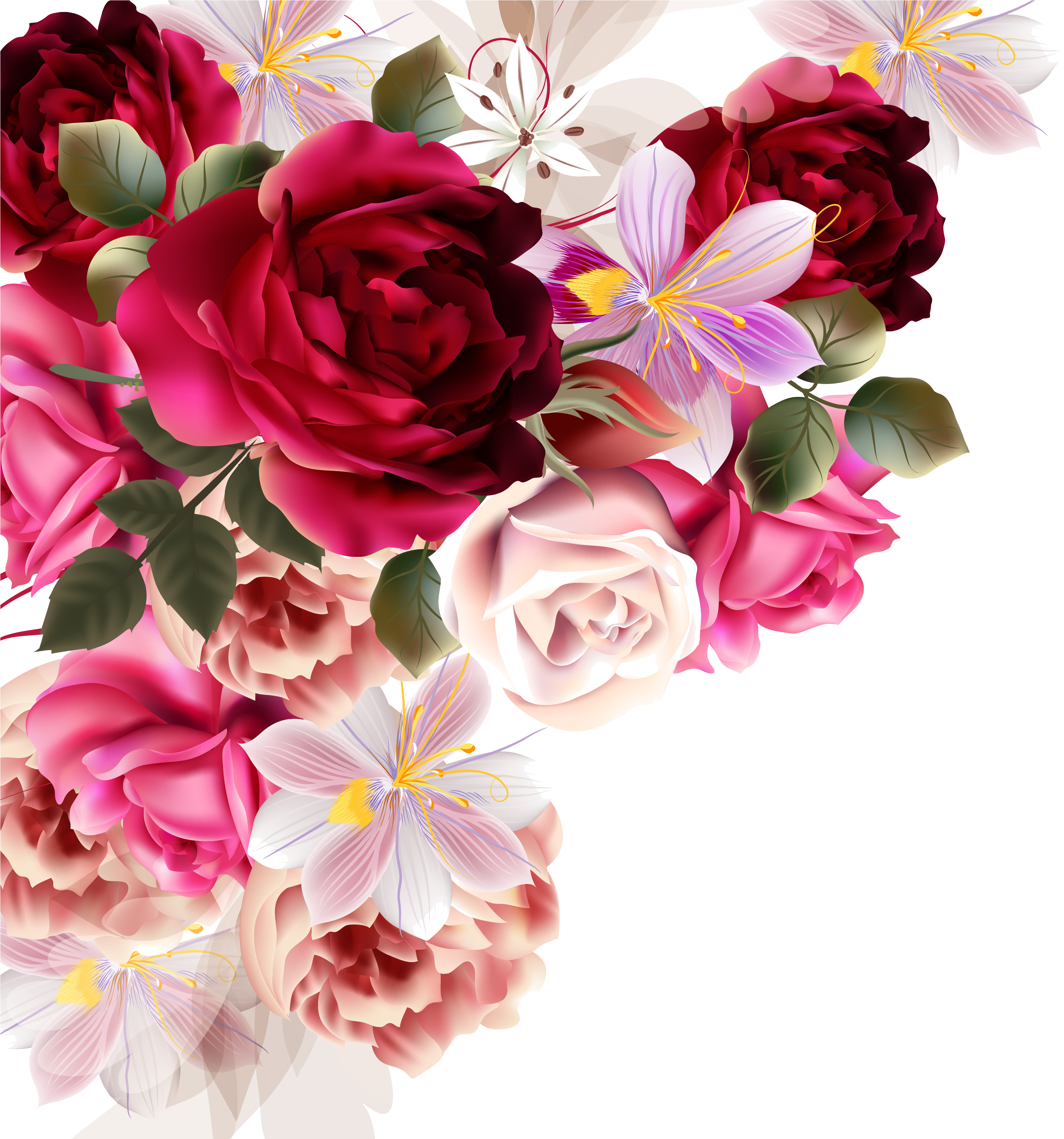 Flower Bouquet Rose Drawing - Beautiful Flower Flower Background (3333x3333)