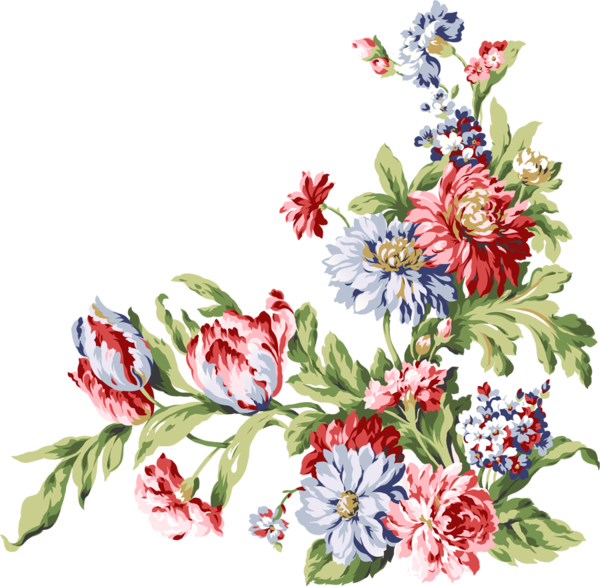 Floral Printablesfloral Paintingsvintage - Esquina Floral (600x586)